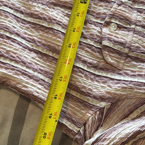 North Face Women's Large Button Roll Long Sleeve Stripe Camp Shirt Pink - Picture 8 of 10